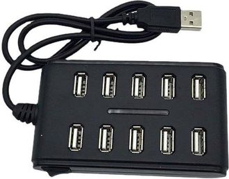 OEM Hub De 10 Puertos - Adaptador Divisor Usb - M&uacute;ltiples Dispositivos - Transferencia De Alta Velocidad - Dise&ntilde;o Port&aacute;til - Negro