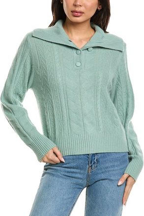Brodie Mixed Cable Collared Button Up Cashmere Polo Sweater