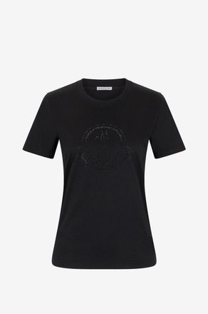 Moncler Kurzarm-T-Shirt mit Kristall-Logo