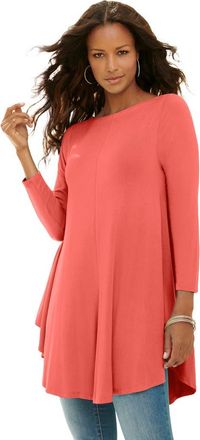 Roaman's Plus Size Boatneck Swing Ultra Drape Tunic Top in Sunset Coral at Nordstrom, Size 40