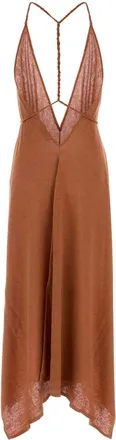 Alanui Womens Inside Dress Brown Linen