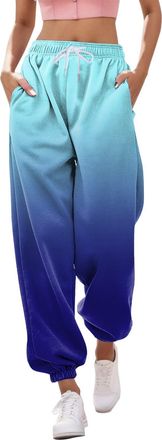 Generic 2025 Trousers Trousers for Women Casual Print Bottom Sweatpants Pockets High Waist Sporty Gym Athletic Fit Jogger Pants (Light Blue, S)