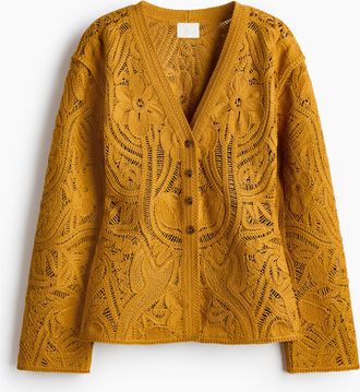 H&M Cardigan im H&auml;kellook - Yellow