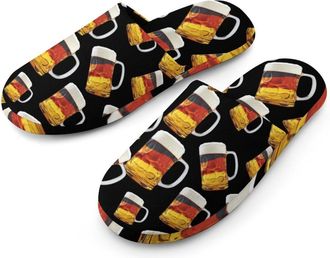 Generic German Flag Beer Mens Cotton Slippers Memory Foam Comfort House Shoes Winter Indoor Slipper for Hotel Casa Spa