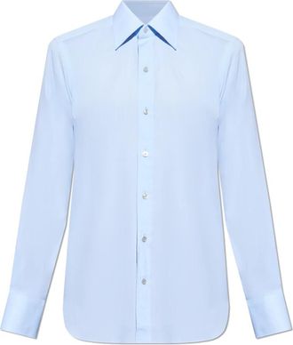 Tom Ford Klassiek overhemd - Heren - Zakelijke Overhemden - Blauw - L - Katoen - Overhemden