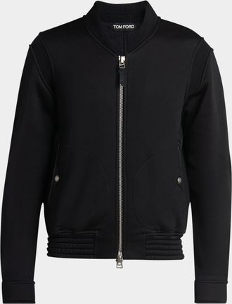 Tom Ford Mens Cotton and Viscose Ribbed Bomber Jacket