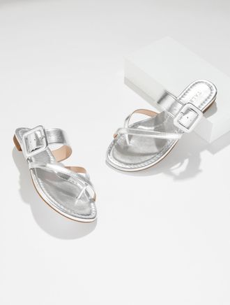 Talbots Camy Buckle Slides - Metallic - Silver - 10M Talbots