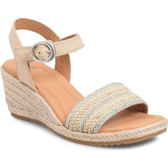 S&ouml;fft Inez II Espadrille Ankle Strap Platform Wedge Sandal in Beige/Latte at Nordstrom, Size 7.5