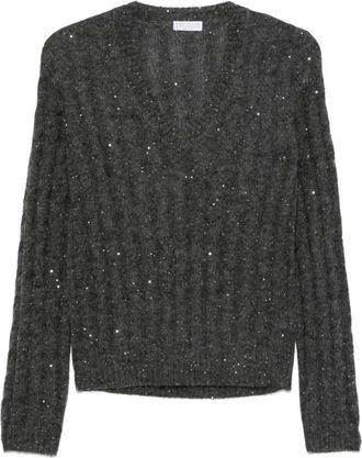 Brunello Cucinelli Truien & Vesten, Dames, Grijs, S, Grijze Trui met Lange Mouwen