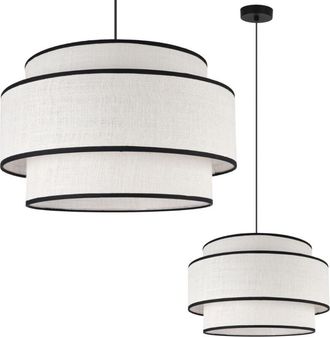 OEM L&aacute;mpara Colgante Juta Trio 1 Plana Blanco Y Negro 45cm E27