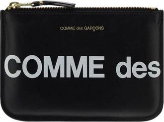 Comme Des Gar&ccedil;ons Leren Muntportemonnee met Logoprint - Heren - Tassen - Zwart - ONE Size - Leer - Tassen
