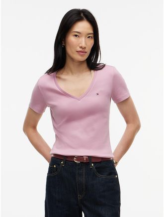 Tommy Hilfiger Womens V-Neck Favorite T-Shirt - Mystic Orchid - XXL