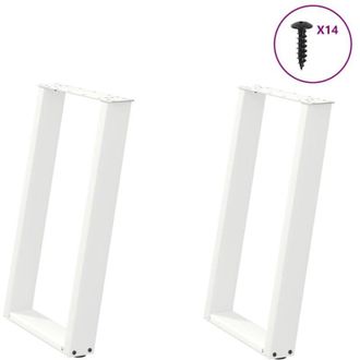 vidaXL Patas Para Mesa De Comedor En Forma De U (2 Unidades), Color Blanco, 50 X (72-73) Cm, Acero Vidaxl