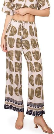 Melloday Floral Print Ankle Pants in Bone Olive at Nordstrom, Size X-Large