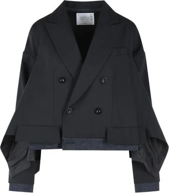 sacai Suiting x Denim Jacket - Dames - Blazers - Zwart - M - Denim - Jassen