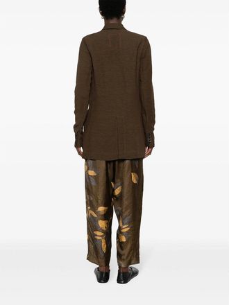 Uma Wang Peak Lapel Linen-Viscose Blazer - Brown