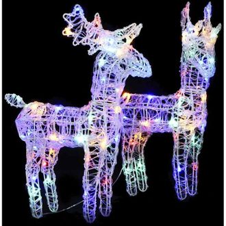 vidaXL Renos De Navidad 2 Unidades 80 Led Acr&iacute;lico Multicolor