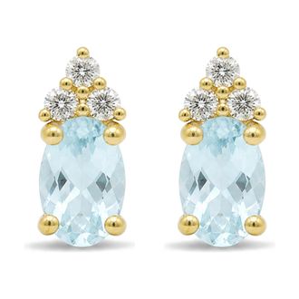 House of Brilliance 10K Yellow Gold Birthstone and Diamond Trio Stud Earrings