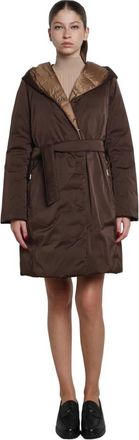 Max Mara Jassen, Dames, Bruin, XS, Nylon, Omkeerbare gewatteerde jas met capuchon