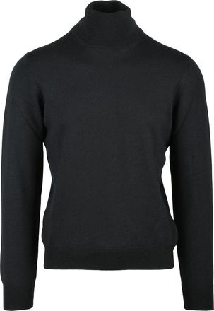 Gran Sasso Black Fine-Knit Turtleneck Sweater