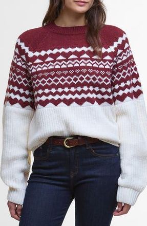Barbour Mabel Fair Isle Wool Blend Sweater in Burgundy Multi at Nordstrom Rack, Size 12 Us / 16 Uk