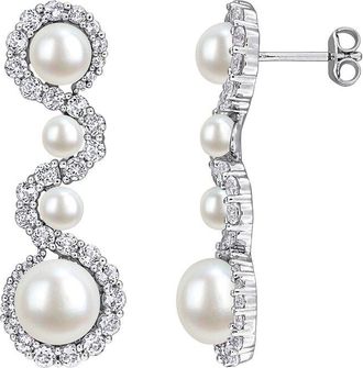 Rina Limor Silver 3.29 Ct. Tw. Gemstone & 4-8.5Mm Pearl Earrings