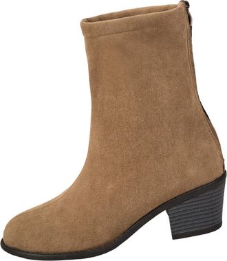 Generic Khaki Ladies Suede Pointed Toe Block Heel Short Boots for Fall and Winter Comfort Casual Footwear with Thick Sole and Sturdy Construction