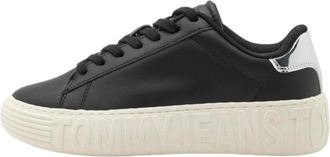 Tommy Hilfiger Nieuwe Cupsole Sneaker - Dames - Sneakers - Zwart - 36 EU - Leer - Schoenen