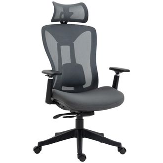 Vinsetto Vinsetto Silla De Oficina De Malla Silla De Escritorio Reclinable Con Reposacabezas Ajustable Soporte Lumbar Y Reposabrazos 3d 70x66x120-128 Cm Gris