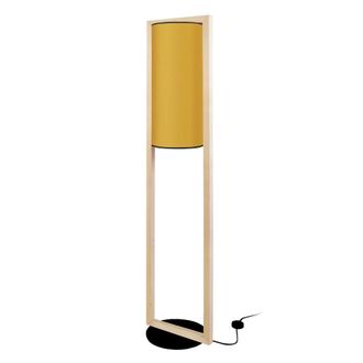 Tosel Lamp&aacute;ra de pie madera Alt.165cm natural ;Pantalla: mostaza