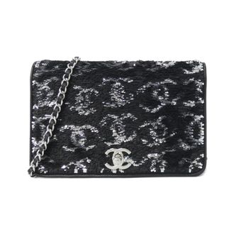 Chanel Black Spangles Chain/Shoulder Wallet (Pre-Owned)