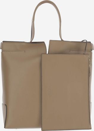 Tod's Womens Small Calfskin Folio Bag Brown Shoulder