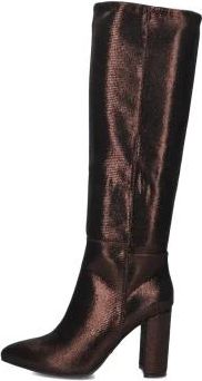 Mexx Bronzen Hoge Laarzen met Metallic Touch - Dames - Laarzen met Hak - Bruin - 41 EU - Wol - Schoenen