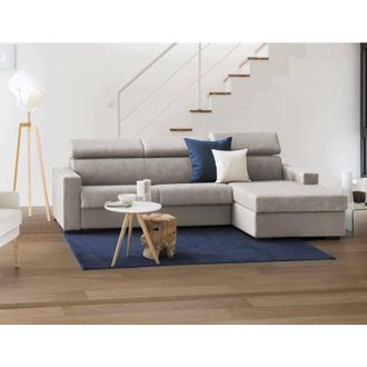 Dmora Sof&aacute; Fijo Dgritt, Sof&aacute; De Esquina, 100% Made In Italy, Sof&aacute; De Sal&oacute;n Con Chaise Longue, En Tela Acolchada - Pen&iacute;nsula Contenedor Derecho, Con Reposabr