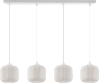 OEM L&aacute;mpara Colgante Riffle Blanca 4 Pantallas Cilindricas Planas Blancas E27