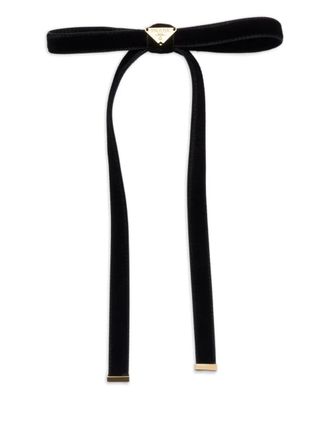 Prada logo velvet hair clip - Black