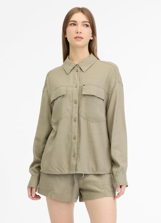 Ragwear Langarmshirt RAGWEAR JOCASTA, Damen, Gr. XXL (44), gr&uuml;n (dusty olive), Web, Obermaterial: 75% Viskose, 25% Leinen, unifarben, regular fit h&uuml;ftlang, Ru