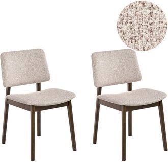 Beliani Set of 2 Dining Chairs BLANE Wood Dark Brown/ Taupe