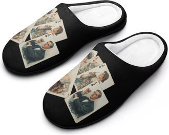 Generic Vintage Poker Cards Funny Mens Cotton Slippers Soft Non-Slip Rubber Sole House Slipper Indoor Outdoor