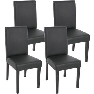 Hhg Set 4x sedie Littau ecopelle opaca soggiorno cucina sala da pranzo 43x56x90cm nero piedi scuri