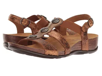 SAS Clover Ankle Strap Sandal Womens Shoes Crackle Bronze : 7.5 M - Medium (B), Leather/Textile