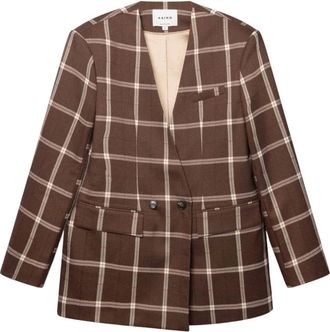 Aaiko Luray Check Blazer - Dames - Jassen - Bruin - Maat: M Viscose