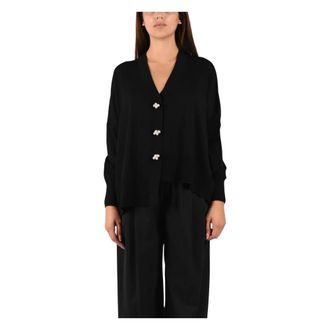 Meimeij Oversized Parelvest - Dames - Truien - Zwart - Maat: M Zijde