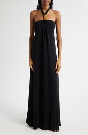 Ramy Brook Meredith Halter Gown in Black at Nordstrom, Size 14