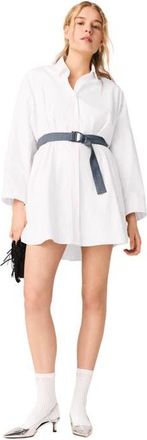 Maje Shirt dress with contrast belt in White at Nordstrom, Size 36 Eu