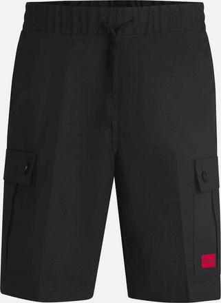 HUGO BOSS Mens Garlio242 Cotton Patch Logo Black Shorts