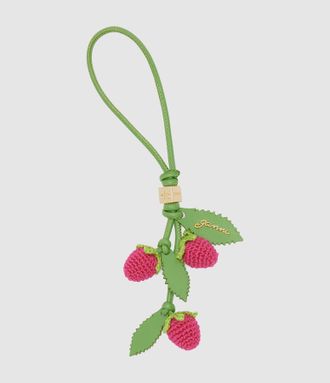 Ganni Porte Cl&eacute;s Raspberry Flower Bag Charm Raspberry