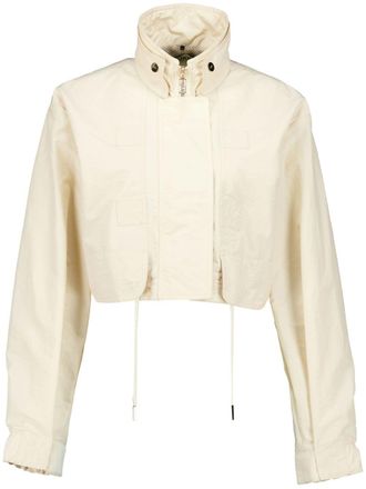 Fendi stand-up collar cropped jacket - women - Polyamide/Polyester/Polyester - M - Neutrals