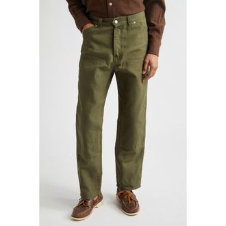 Drake's Cotton Canvas Carpenter Pants in Olive Drab at Nordstrom, Size 30