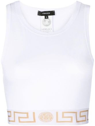 Versace Greca Border crop top - White